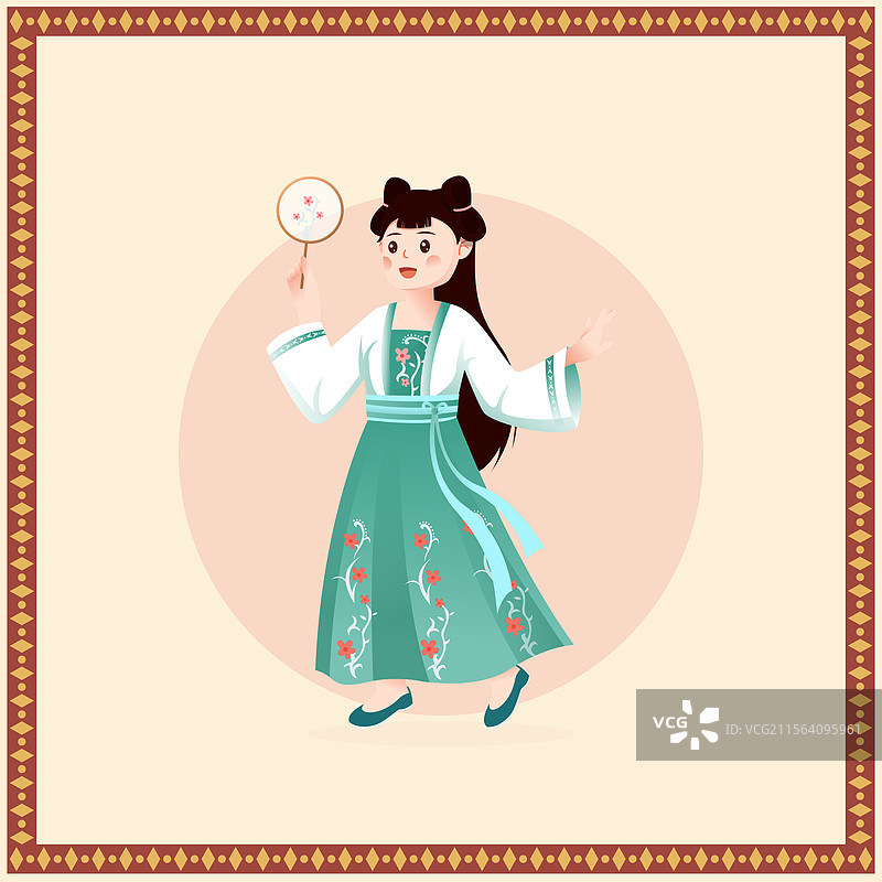 中华传统少数民族汉族人物矢量插画图片素材