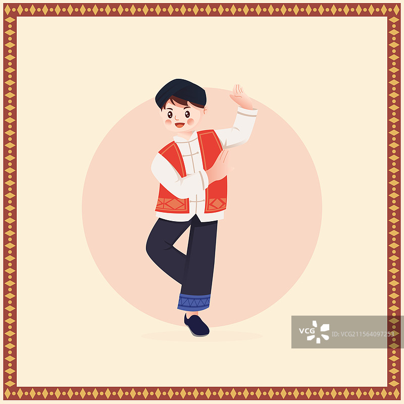 中华传统少数民族土家族人物矢量插画图片素材