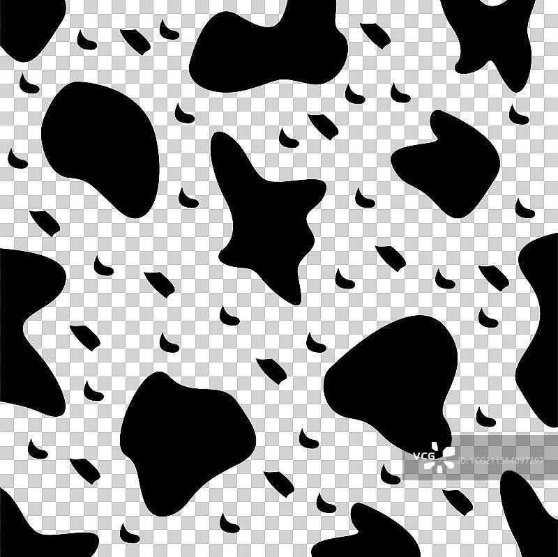 现代黑色抽象牛斑点无缝纹理图片素材