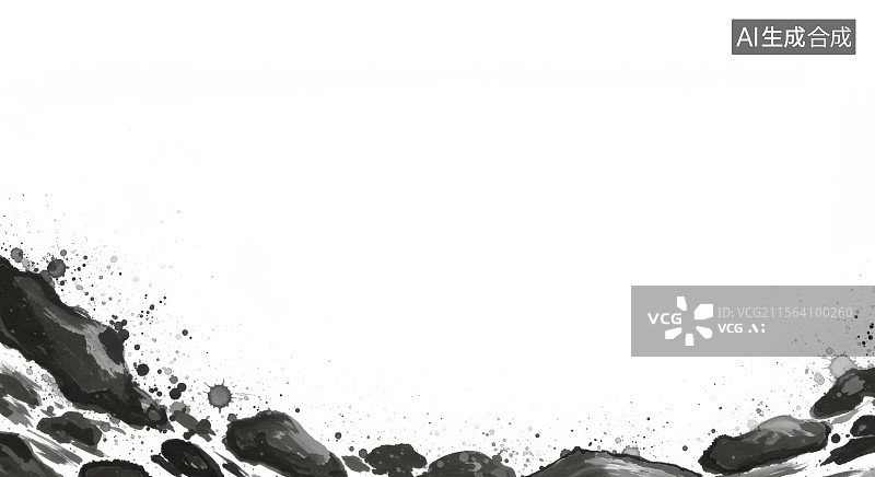 【AI数字艺术】水墨画居下抽象黑色墨迹背景图片素材
