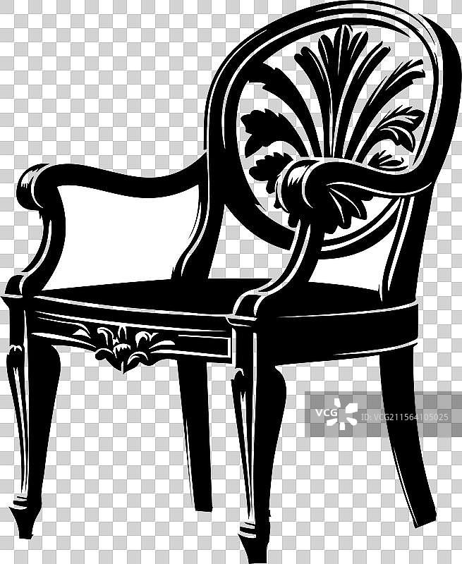 白色背景下的椅子剪影风格图片素材