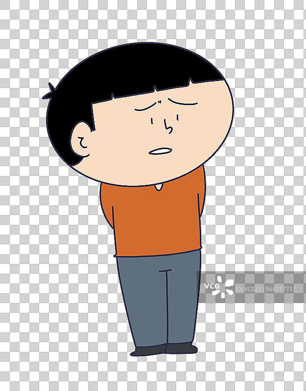 背手委屈害羞的人物图片素材