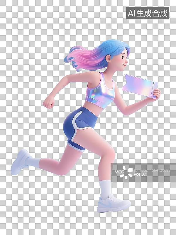 【AI数字艺术】3D潮女狂奔图片素材