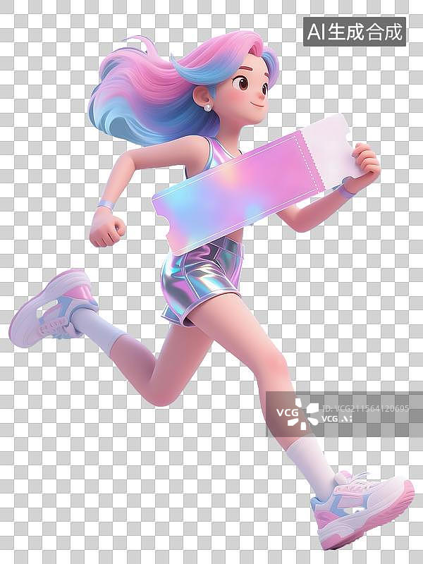 【AI数字艺术】3D潮女狂奔图片素材