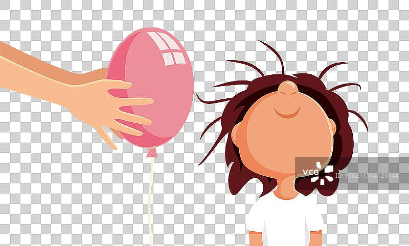 家长用气球摩擦头发制造静电图片素材