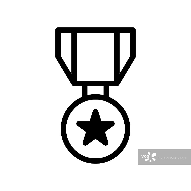 黑色轮廓的荣誉勋章星形图标设计图片素材