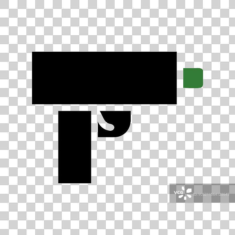 极简主义玩具枪图标，带绿色枪口塞图片素材