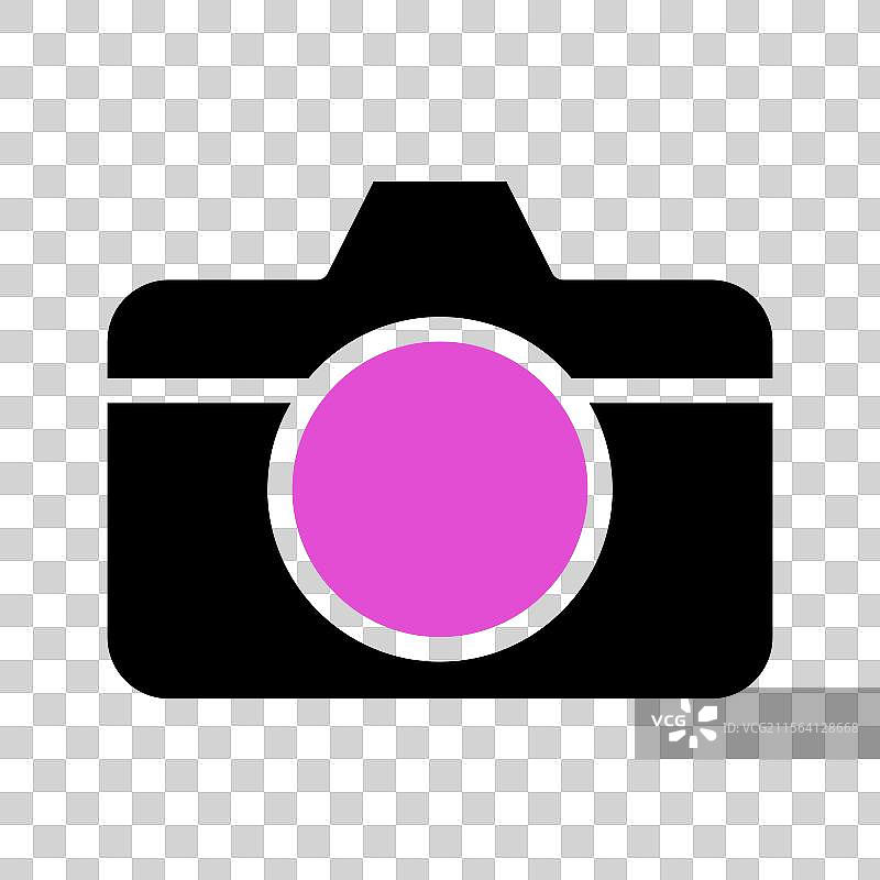 带粉色镜头的相机图标创意摄影图片素材