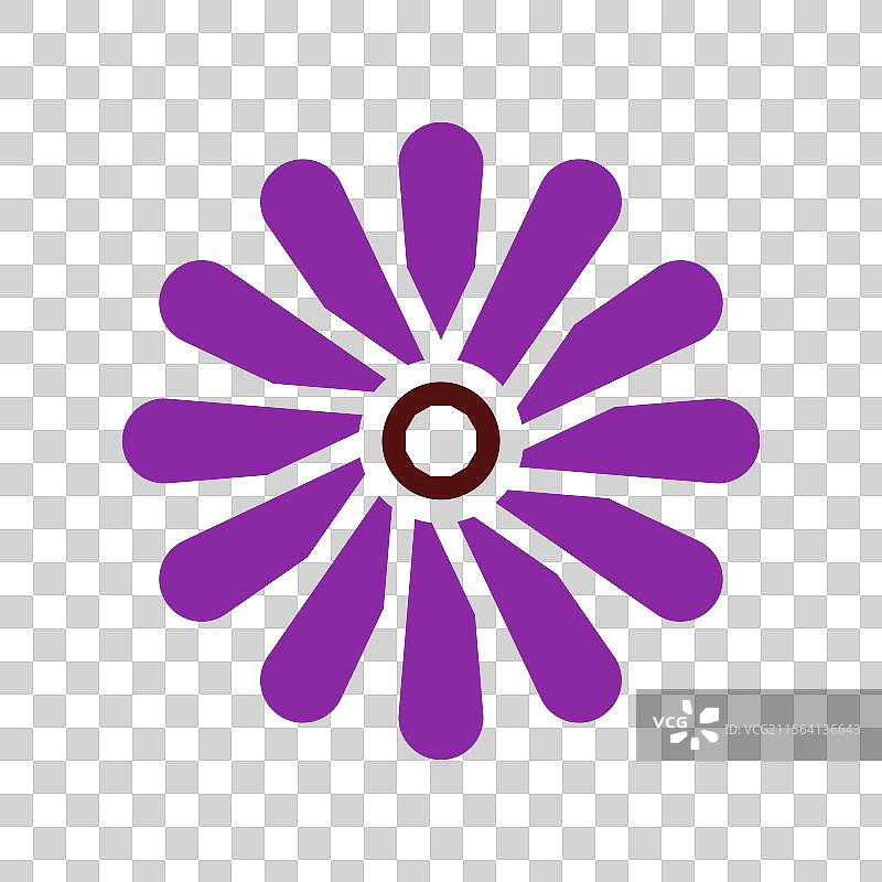 抽象的紫色花卉图形，中央为棕色。图片素材