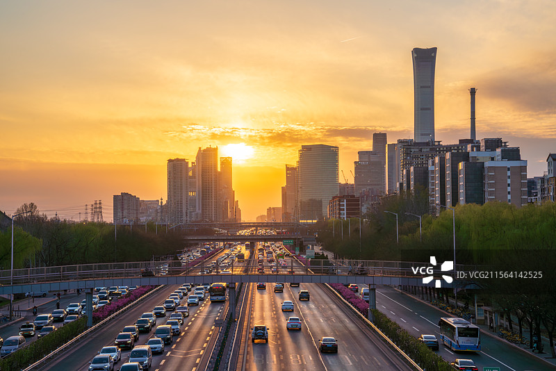 北京CBD日落图片素材