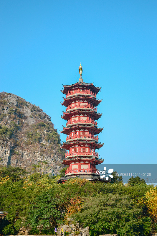 广西桂林木龙湖景区木龙塔图片素材