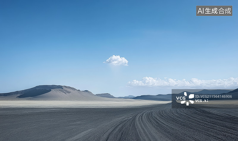 【AI数字艺术】荒漠中的轮胎痕迹图片素材