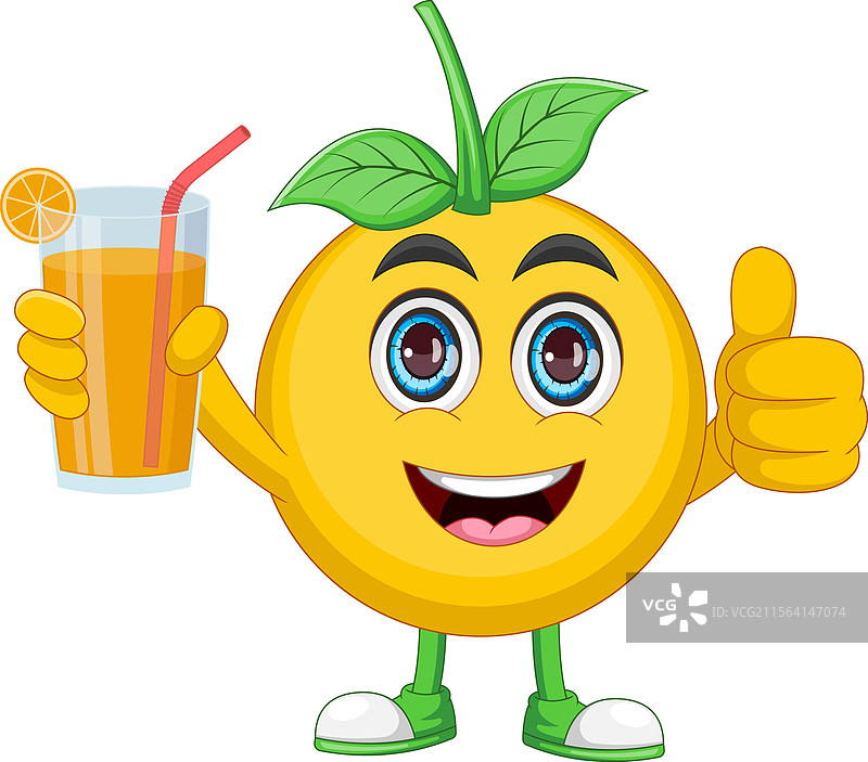 可爱的橙色图标，旁边有一杯橙汁图片素材