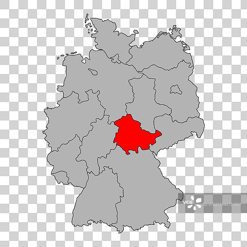 德国地图图标，图示图林根地区地理空白图片素材
