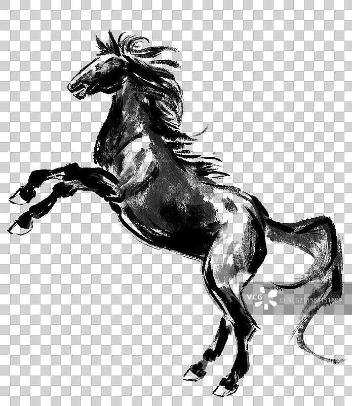 国画马水墨水彩中国风图片素材