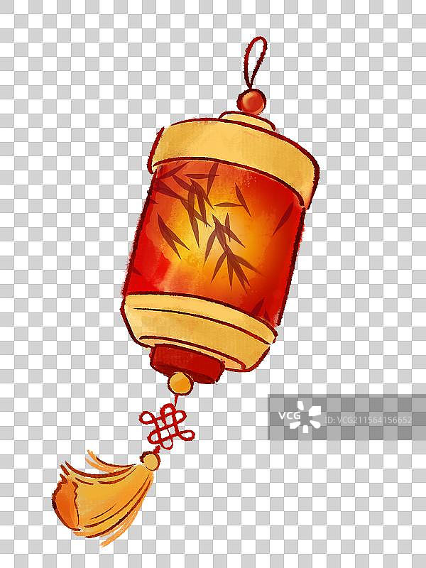 长灯笼国画水彩水墨毛笔春节节日图片素材