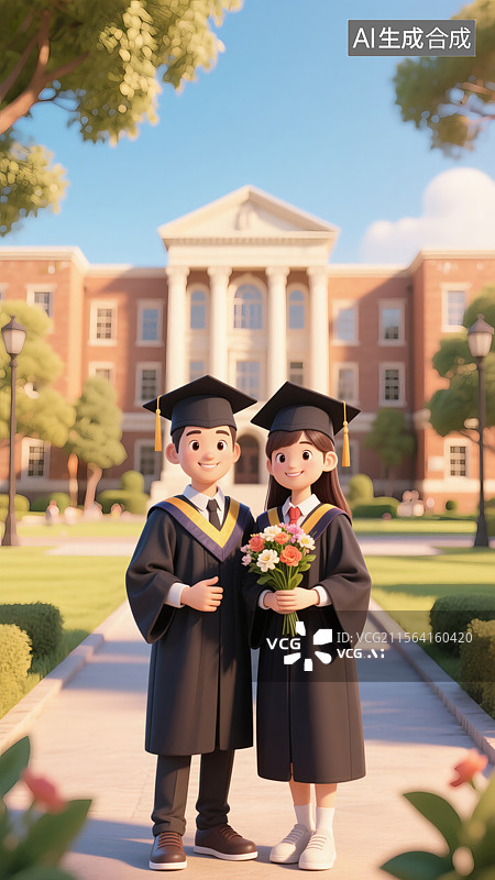 【AI数字艺术】大学毕业合影三维场景图片素材