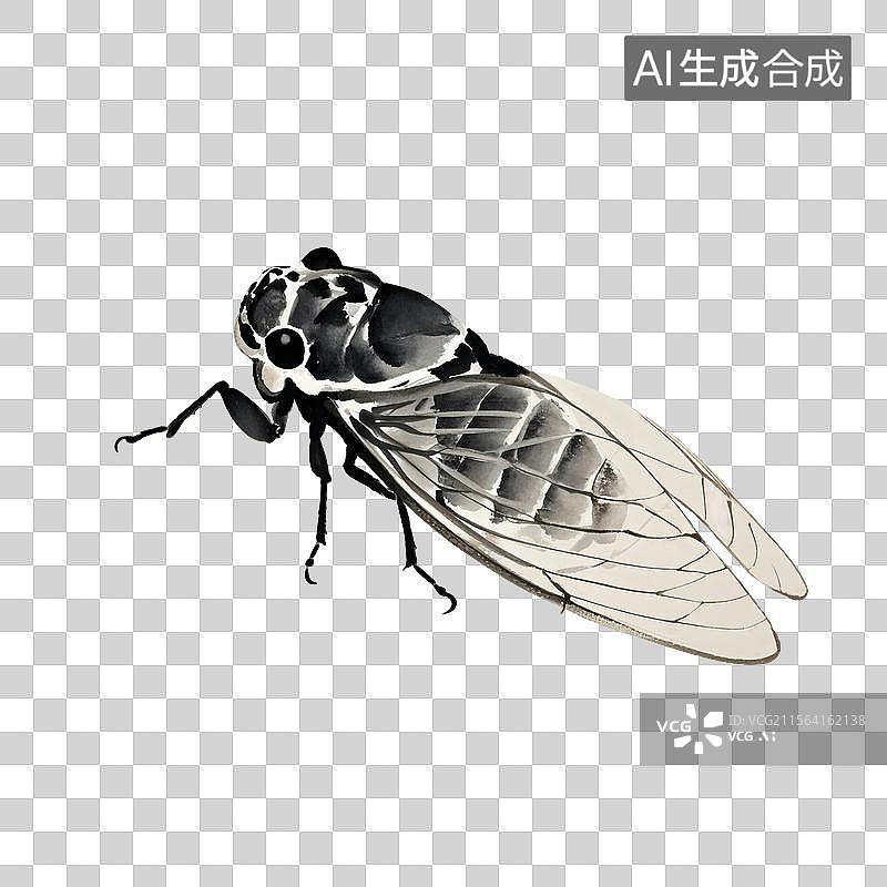 【AI数字艺术】蝉鸣水墨画插画元素图片素材