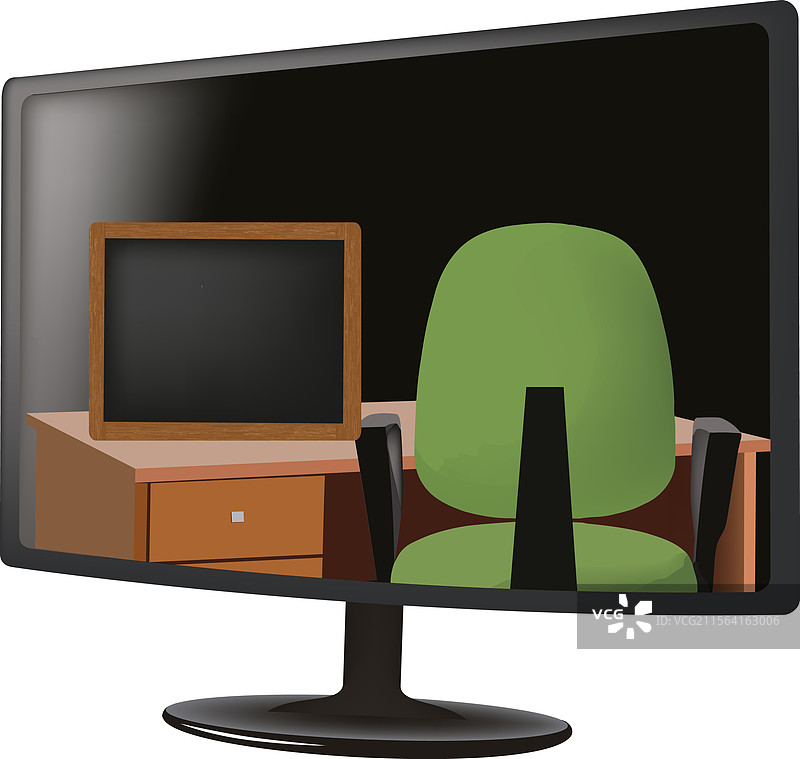 现代办公环境在电脑上展示图片素材