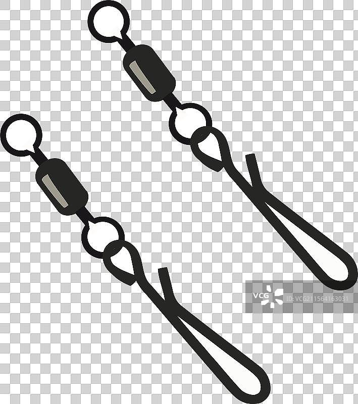 两个带旋转环和铅坠的钓鱼快挂链接图片素材