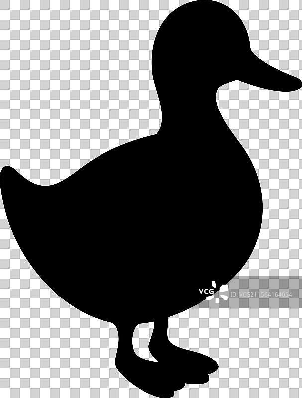 黑色轮廓的鸭子标志，孤立在白色背景上图片素材