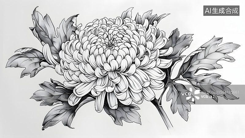 【AI数字艺术】菊花 线稿图片素材