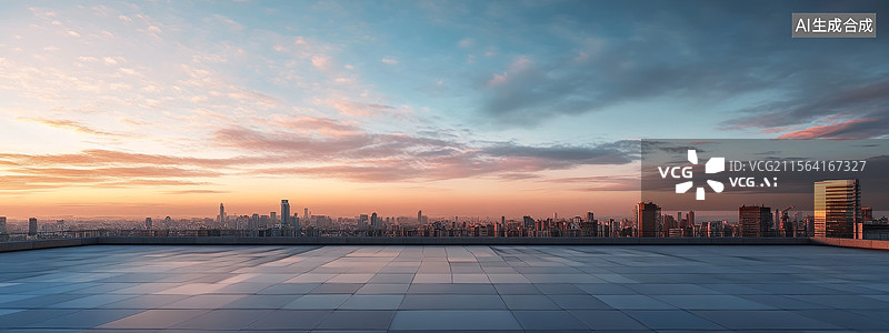 【AI数字艺术】城市天际线日落景观图片素材