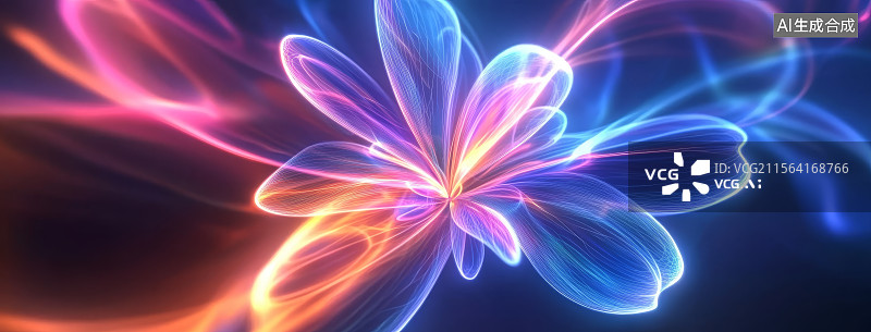 【AI数字艺术】霓虹花卉抽象艺术图片素材
