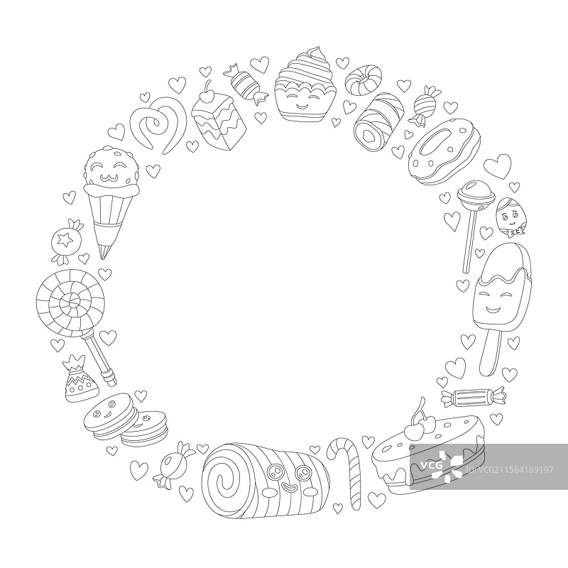 装饰有甜点元素的花环图片素材