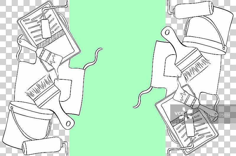 图形线条墨水无缝垂直边框框架图片素材