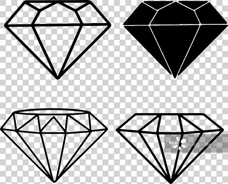 一组平面风格的璀璨钻石图标图片素材