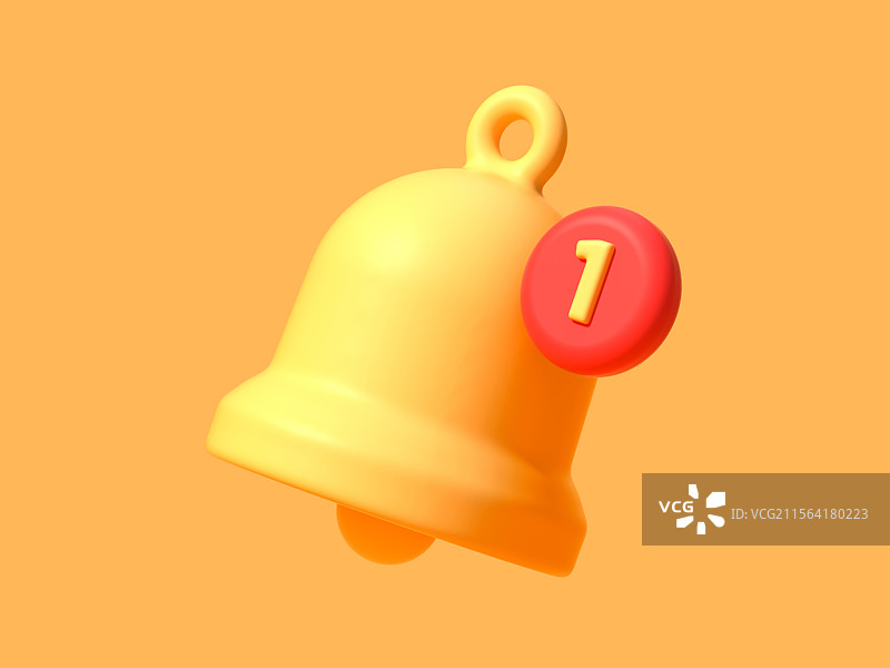 橙色背景中的活动促销小红点提醒响铃图标图片素材