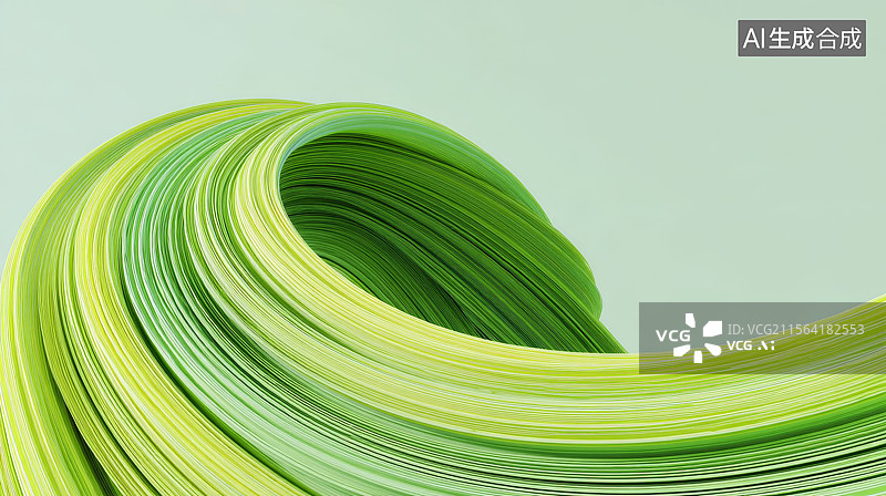 【AI数字艺术】绿色抽象波浪线条图片素材