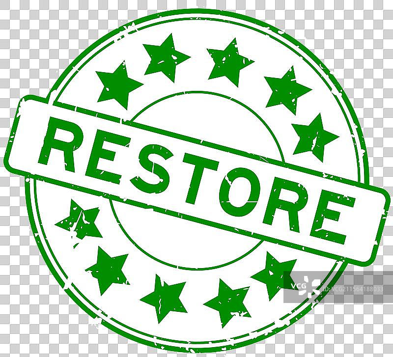 复古绿色恢复字样与星形图标圆形设计图片素材