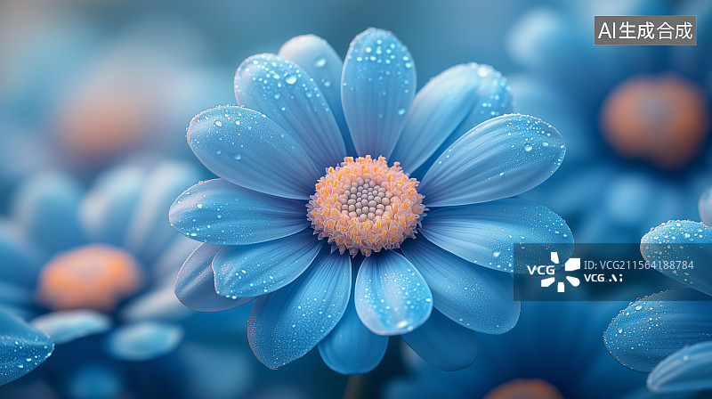 【AI数字艺术】蓝色雏菊的特写镜头图片素材