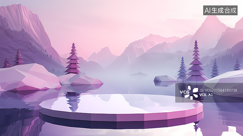 【AI数字艺术】梦幻山水场景图片素材