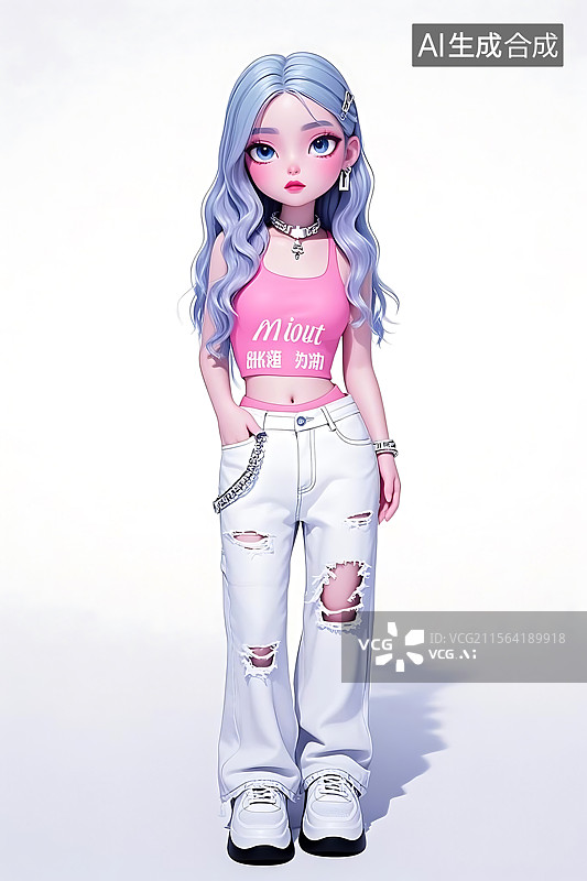 【AI数字艺术】时尚少女3D建模图片素材