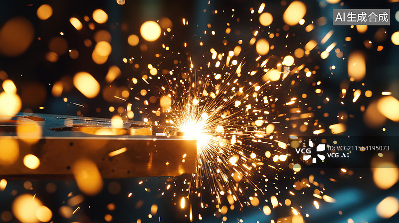 【AI数字艺术】金属切割火花飞溅图片素材