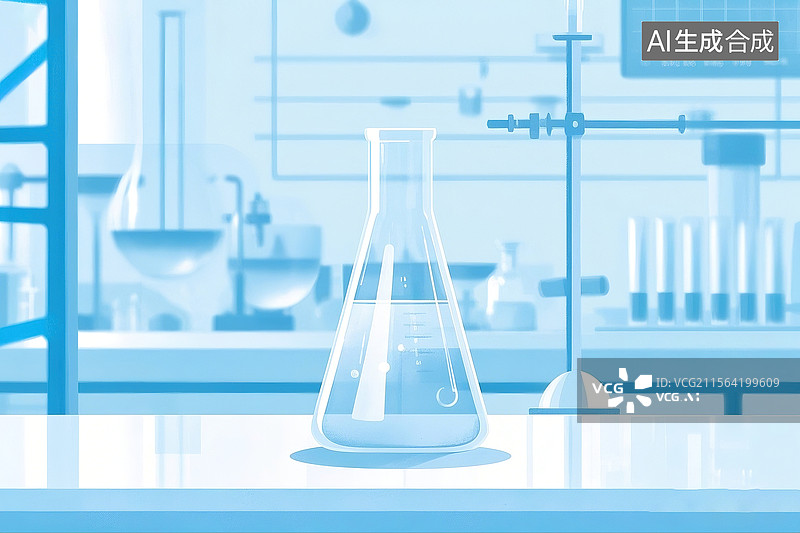 【AI数字艺术】矢量插图风格的实验室烧杯与试管图片素材