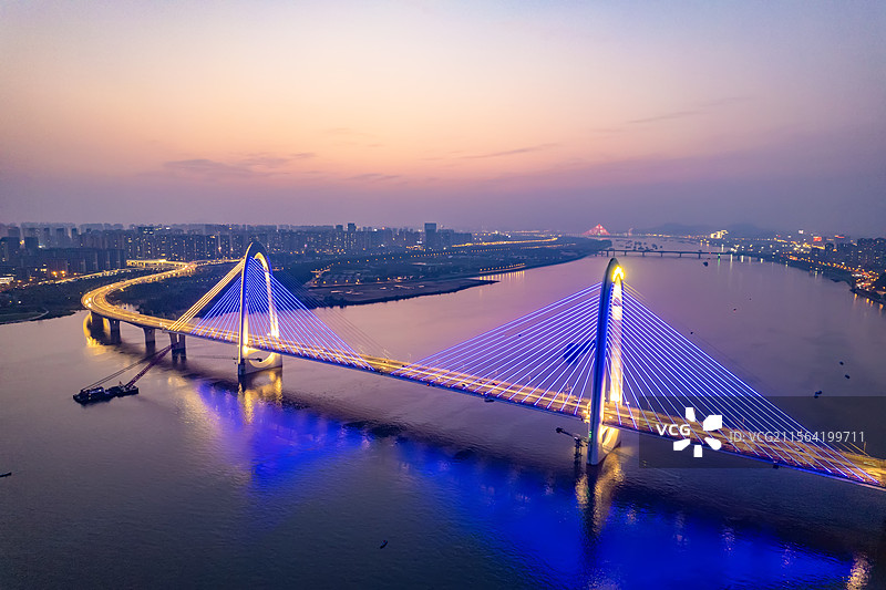 航拍湖南长沙兴联路大桥风光图片素材