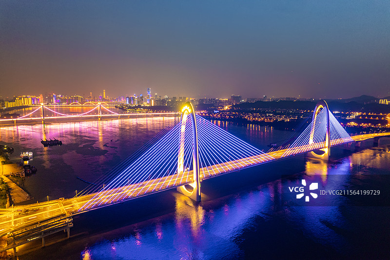 航拍湖南长沙兴联路大桥风光图片素材