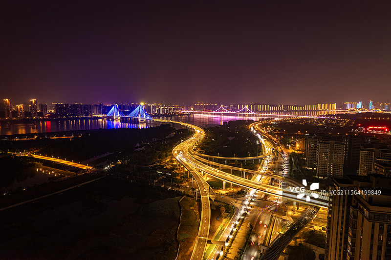 航拍湖南长沙兴联路大桥风光图片素材