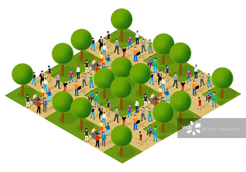 多元化人群在城市公园聚集图片素材