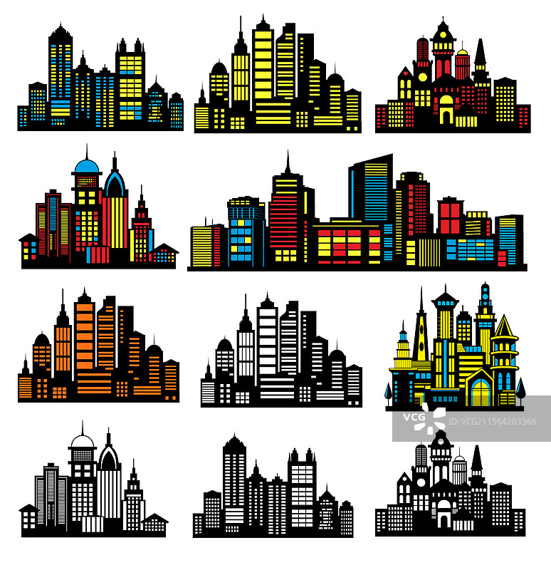 现代城市天际线形成的城市景观图片素材