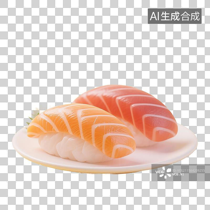 【AI数字艺术】3D渲染，三文鱼寿司，握寿司，日本菜，日本料理免抠元素图片素材