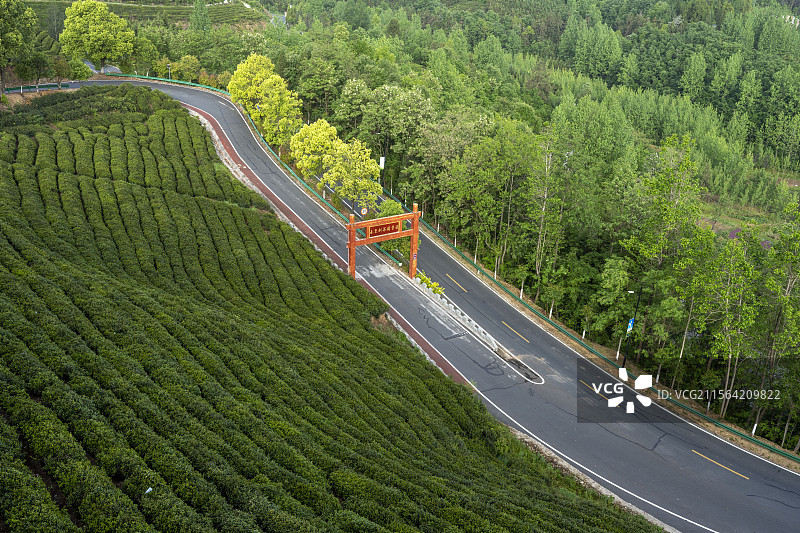 襄阳谷城五山玉皇剑茶园景区旅游建筑风光自然风景图片素材