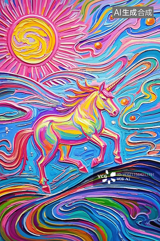 【AI数字艺术】彩虹独角兽梦幻图图片素材