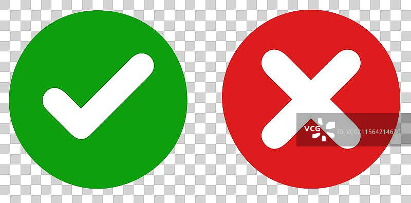 一组绿色勾号和红色叉号图片素材