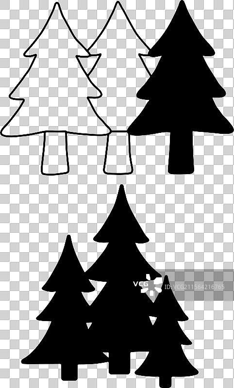 圣诞树图标集，包含松树元素图片素材