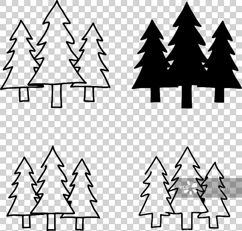 圣诞树图标集，包含松树元素图片素材